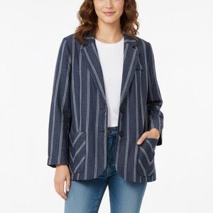 CAbi blue and white Striped Women's Blazer size 8